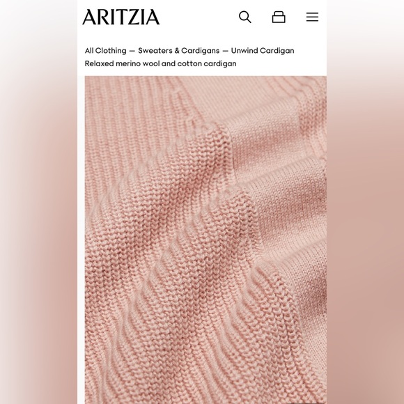 Aritzia Sz S Merino Wool Unwind Cardigan Relaxed Wilfred Free Sz Small Soft Pink - Picture 8 of 13
